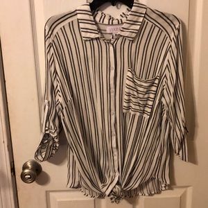 Super cute tie in front button down